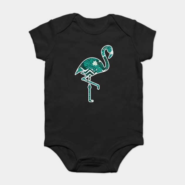 Tropical Floral Flamingo Blue Baby Bodysuit by logiamerch